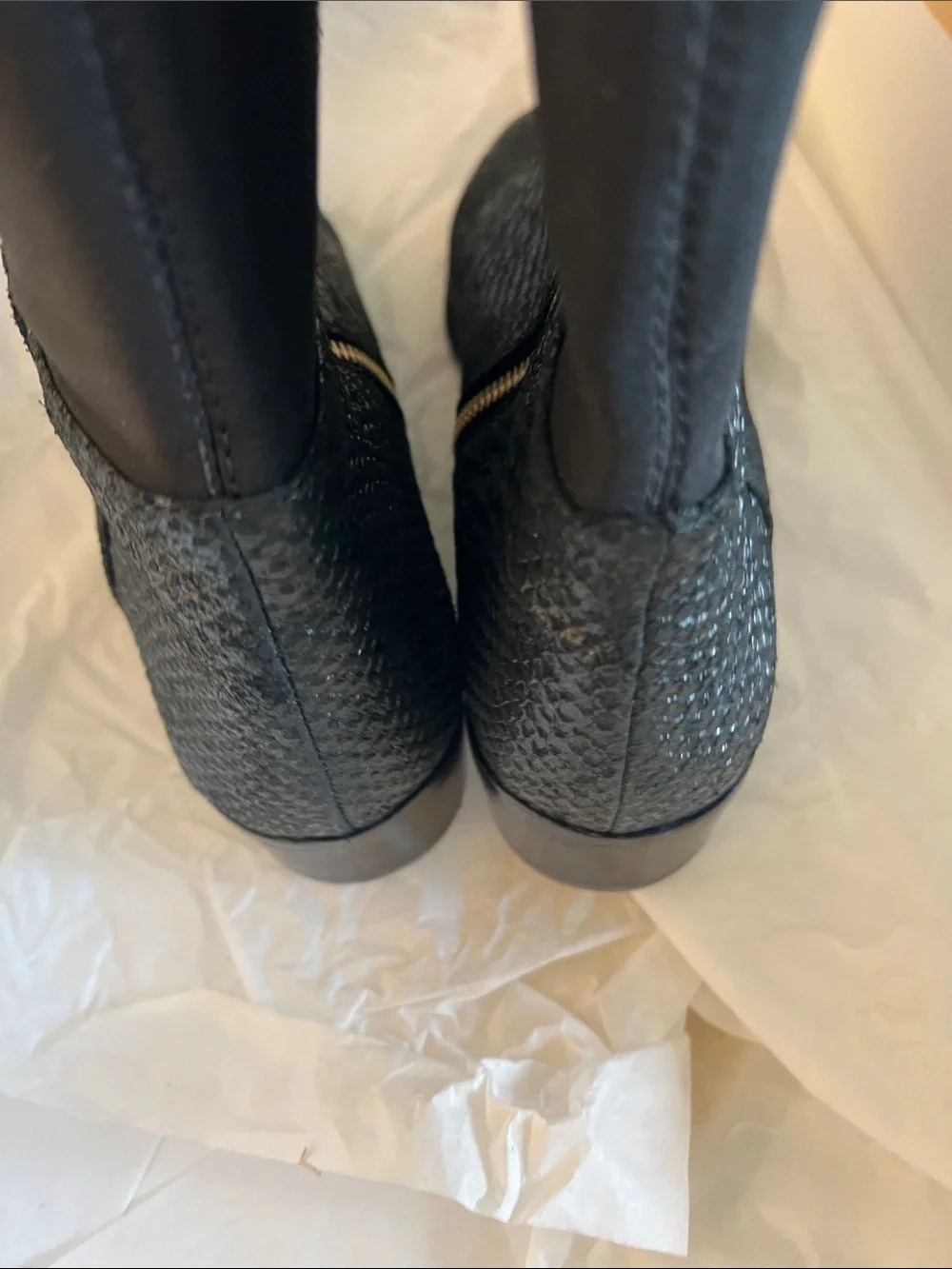 Michael Kors Bromley Flat Distressed Embossed Leather Zip Boots, Women’s 8M